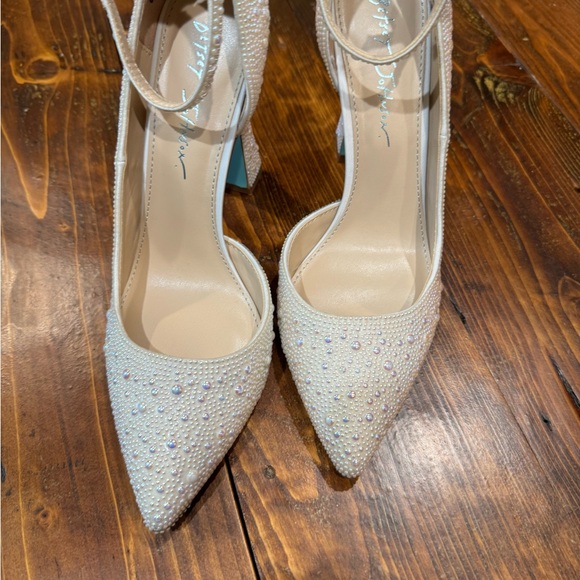 Betsey Johnson Ramsy Beaded Heels (Ivory) - Picture 1 of 8